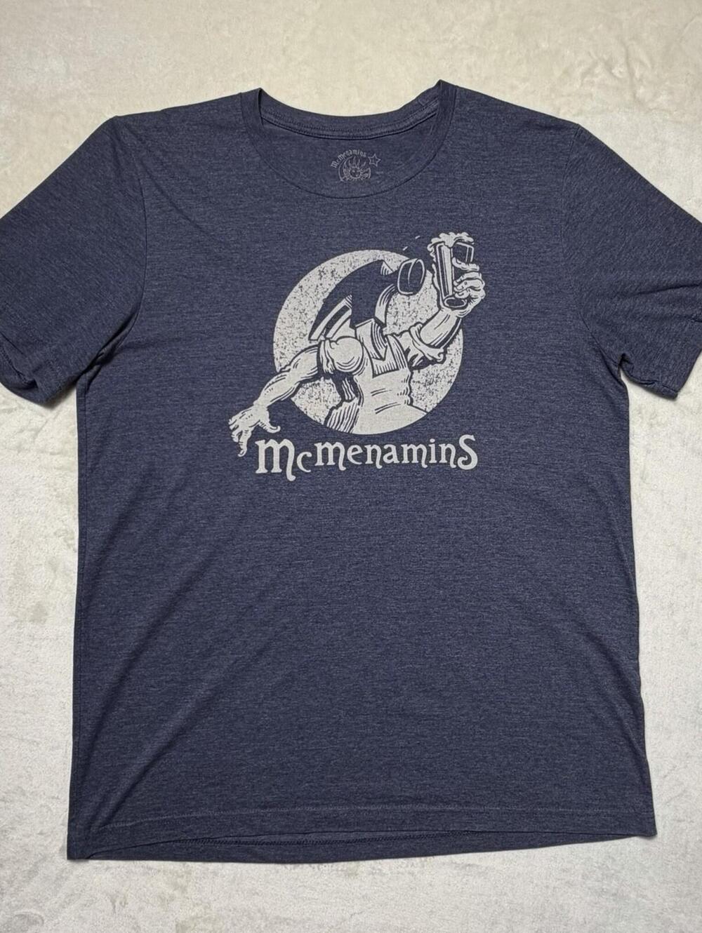 McMenamins T-Shirt Men's Large Blue Hammerhead Ale Graphic Pub Beer Apparel